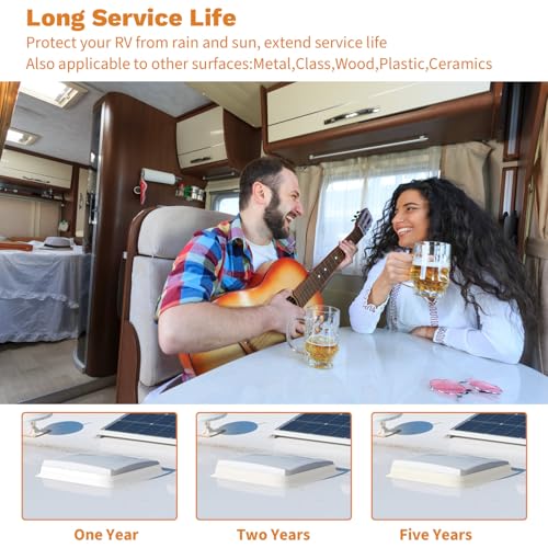 RV Roof Tape with Roller, 4 Inch x 50 Feet Sealant Repair Tape, UV Resistant & Weatherproof for RV Repair, Camper, Trailer, Boat Sealing, Leaking Roof, Window (White)