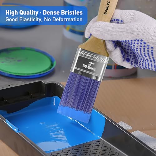 Paint Brushes - 4 Pack, 2" Flat Brushes, Paint Brush Set, Wood Paint Brushes for Walls, Stain & All Oil Paints - Home Improvement - Interior & Exterior Use - color: 4 Pack