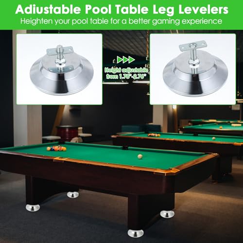 4 PCS Heavy Duty Billiard Table Leg Levelers, Adjustable Height 5 Inch Metal Leveling Feet, Furniture Leveling Risers with PE Base for Pool Table, Soccer Table, Air Hockey Table