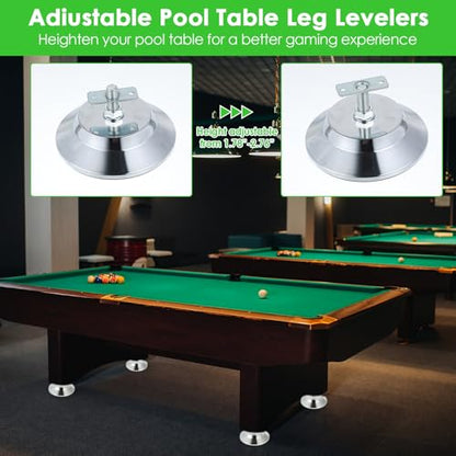 4 PCS Heavy Duty Billiard Table Leg Levelers, Adjustable Height 5 Inch Metal Leveling Feet, Furniture Leveling Risers with PE Base for Pool Table, Soccer Table, Air Hockey Table