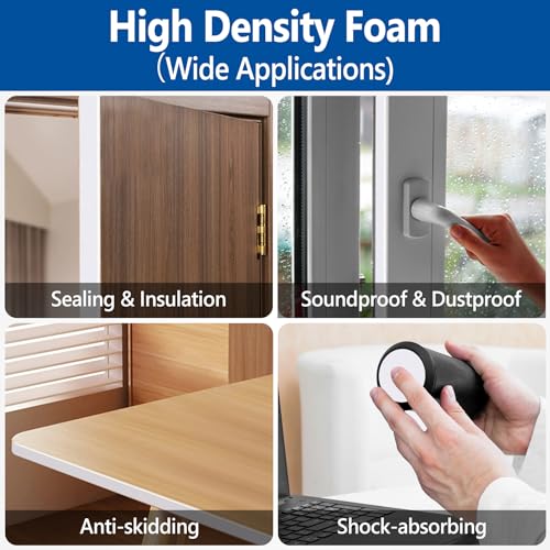 Kikerike Self Adhesive Foam Tape Weatherstrip 1/2in x 1/8in x 26Ft High Density Foam Insulation Strips Seal Weather Stripping with Strong Adhesive for Door and Window Sound Isolation Soundproofing - size: 1/2in x 1/8in x 26Ft