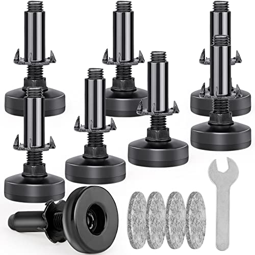 Heavy Duty Furniture Leveling Feet M10 Thread Furniture Levelers Adjustable Furniture Feet w/ T-nut Kit Table Levelers for Cabinet Workbench Chair Sofa and More,Large Base Supports 2640LBs-8 Packs - color: 8 Packs Black