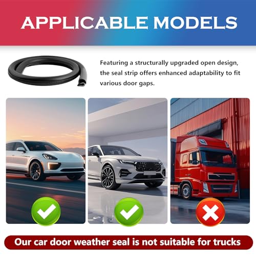 2PCS 2.62Ft Adjustable Automotive Weather Stripping Door Seal,Open-end Car Door Weather Stripping with Upgraded U-Shaped Fixing Steel Strip & Bayonet,Thickened Car Rubber Edge Trim - color: B-Pillar