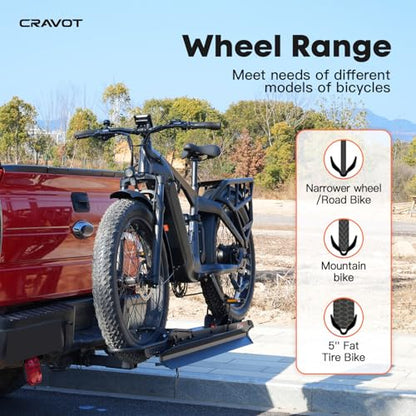CRAVOT CyberRack E1 Ebike Rack, 100 lbs Capacity Foldable Bike Racks for Tow Hitch Heavy Electric Bike Carrier for 1 E-Bike, Up to 5-inch Fat Tire 2'' Receiver w/Lock - style: E1-25-100lbs
