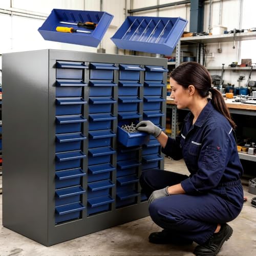 40 Drawers Industrial Nut and Bolt Organizer, Parts Cabinet with 200 Dividers & 80 Label Slots, ABS Drawers Multi-Use Bolt Bins Hardware Organizer System for Workshop, Warehouse and Office - style: 40 Drawers