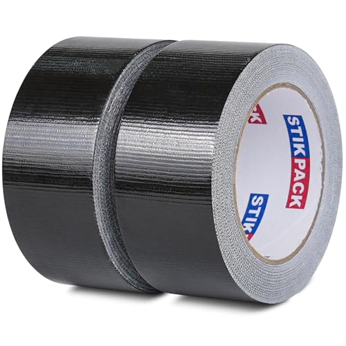2 Pack Black Duct Tape Heavy Duty, 2 Inches x 30 Yards, 8.27 mil, Strong Industrial Strength, Flexible, No Residue, Waterproof and Tear by Hand, Multi-Use for Indoor & Outdoor Repairs - color: Black