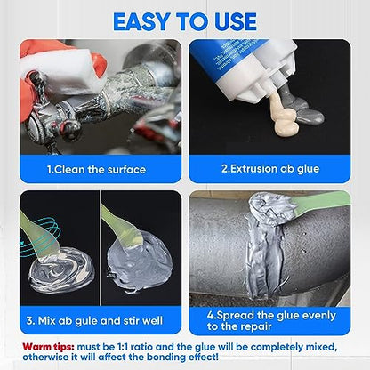 Vicpricme High Strength Metal Epoxy Adhesive - Heavy Duty Repair Glue for Metal, Plastic, Ceramic, Stainless Steel, Wood & Cement. Heat & Oil Resistant. (1 Tube) - size: 1pcs