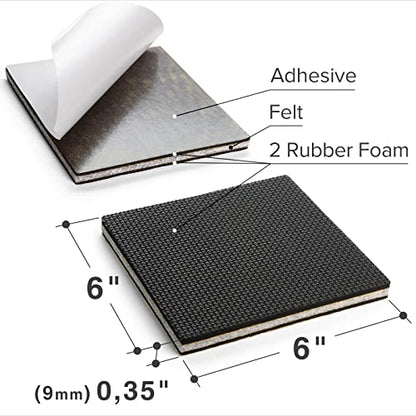 X-PROTECTOR Non Slip Furniture Pads – 4 PCS Premium Furniture Grippers 6"! Best SelfAdhesive Rubber Feet Furniture Feet – Ideal Non Skid Furniture Pad Floor Protectors – Keep Furniture in Place! - size: 6 inch 4 Square