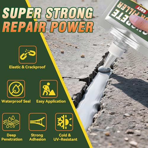 Concrete Crack Filler, High Elasticity Cement Crack Waterproof, Self Leveling Concrete Crack Filler for Driveway, Walkway, Patio, Joint, Indoor and Outdoor - Grey - size: 200g