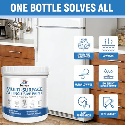 White Paint Touch-Up Paint for Metal, Furniture, Cabinets, Wood, Appliances, Clay, DIY Crafts, Walls, Acrylic Enamel Multi Surface Water Based Fast Drying, 5.3 Fl Oz - color: White - 5.3 oz