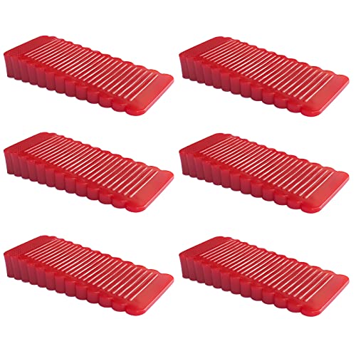 6 Pack Red Rubber Door Stopper Wedge Thin and Small Non Slip Plug Discrete Heavy Soft Silicone Door Stops for Indoor Cupboard Shower Kitchen Floor Doorstop - color: Red-6pcs