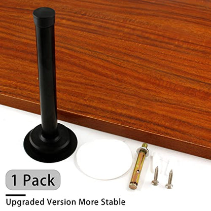 1pc 6 Inch Door Stops, Self Adhesive Long Door Stopper, Stainless Steel Sound Dampening Door Stop, Wall Mount Screw Doorstop with Rubber Bumper (Upgraded Black) - size: 6 Inch-upgraded Black