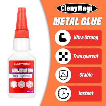 Metal Glue, Instant Drying Superglue for Metal, Wateproof Clear Cyanoacrylate Glue for Bonding Stainless Steel, Aluminum Alloy, DIY Crafts, Toys, Wood, Plastic and More(1 Bottle of 25g) - size: 1 Pack