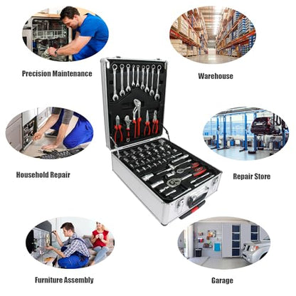 Campfun 899-Piece Household Tool Set with Complete Hand Tools, Mechanic Toolbox Set with Rolling Case, Tool Set for Home/Auto Repair, White - color: White