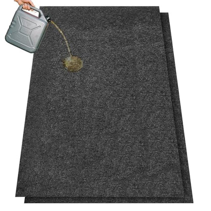 GlowShade 2 Pack Oil Spill Mat, 36 X 60 Inch Garage Floor Mat Under Car, Absorbent Oil Pads Drip Leak Mat with Weather Backing, Reusable, Washable, Non Slip, Protects Floor (2)