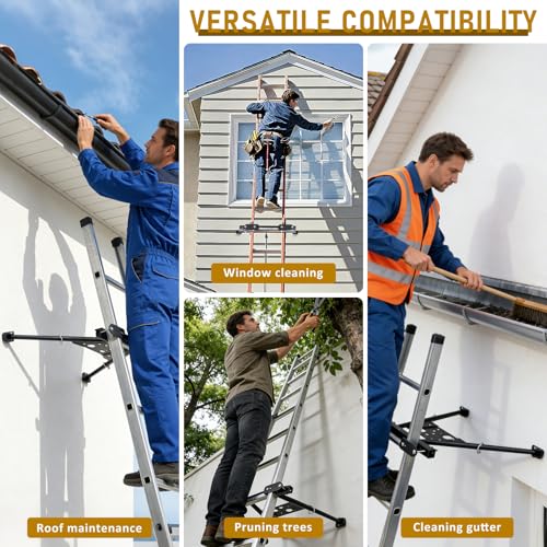 Ladder Stabilizer,Extension Ladder Stabilizer Adjustable Legs 20.1-29.5"，Wall Ladder Standoff Aviation Grade Aluminium,Ladder stabilizer for Roof Gutter ，Built-in Tool Tray, Anti-Slip Rubber Feet.