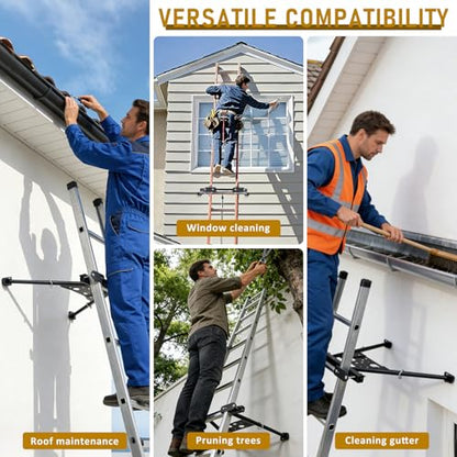 Ladder Stabilizer,Extension Ladder Stabilizer Adjustable Legs 20.1-29.5"，Wall Ladder Standoff Aviation Grade Aluminium,Ladder stabilizer for Roof Gutter ，Built-in Tool Tray, Anti-Slip Rubber Feet.