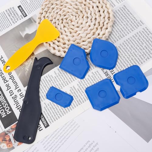 12pcs Caulking Tool Kit, Professional Caulk Remover & Sealant Finishing Smoothing Tool Set Portable Reuse Grout Scraper for Kitchen Bathroom Window & Floor Joints Sealing