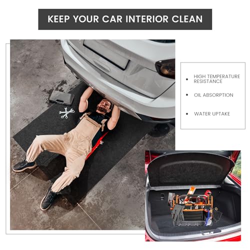 2 Pcs 29 x 36 Inch Garage Floor Mat Oil Spill Mat Oil Absorbent Pads Reusable, Washable, Waterproof Backing Contains Liquids, Protects Garage Floor or Driveway Surface, Black