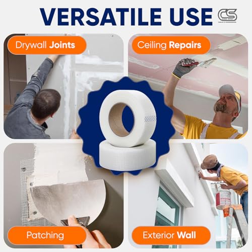 Fiberglass Mesh Drywall Joint Tape 2" x 150 Ft Self-Adhesive Crack-Resistant 5-Pack by ClearStyle