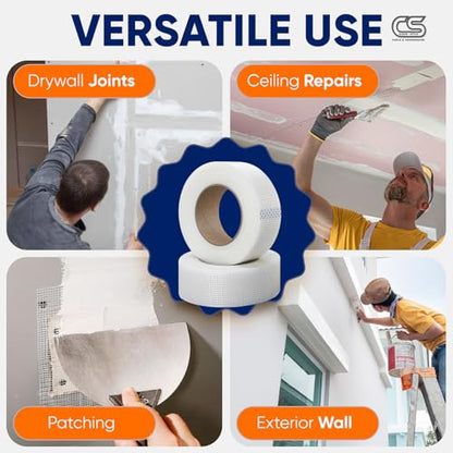 Fiberglass Mesh Drywall Joint Tape 2" x 150 Ft Self-Adhesive Crack-Resistant 5-Pack by ClearStyle
