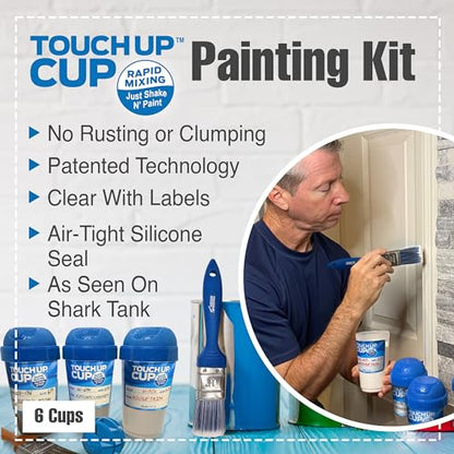 Touch Up Cup Painting Kit - Includes 6 Paint Storage Containers, 1 Painters Tarp, 1 Paint Roller Cleaner Tool, 6 Brush 'n Roller Keepers, As Seen On Shark Tank Products - style: 6Cup + 1Tarp + 1RollSave & 6BrRollKeep