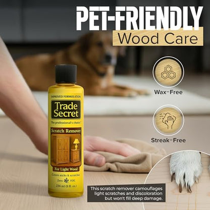 Trade Secret Light Wood Scratch Concealer, Scratch Remover for Real Wood Furniture & Floors – Covers Nicks, Scuffs & Dogs, Cats Scratches, Marks, Minor Defects - color: Light