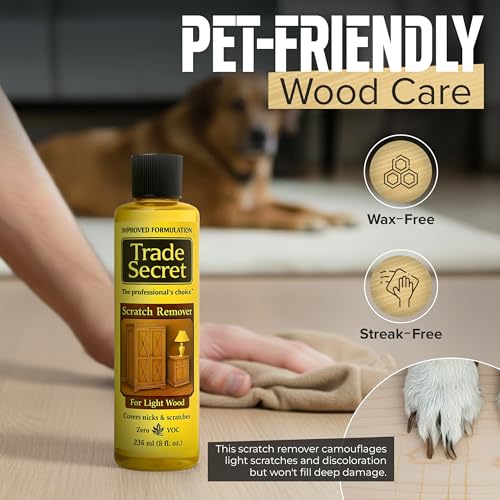 Trade Secret Light Wood Scratch Concealer, Scratch Remover for Real Wood Furniture & Floors – Covers Nicks, Scuffs & Dogs, Cats Scratches, Marks, Minor Defects - color: Light