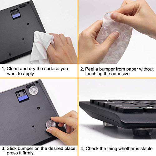18pcs Furniture Bumpers, Silicone Adhesive Clear Bumpers Noise Dampening for Door Cabinet Drawers - size: 18mm/21mm, 10.5mm