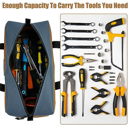 MELOTOUGH Tool Tote Bag Canvas Tool Bag with Zipper Utility 14 Inch Small Tool Storage Bags for Electrician,HVAC,Plumbing,Technician(Black & Grey) - color: B & G