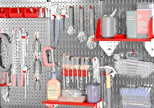 Wall Control 30WRK400GVR 4-Feet Metal Pegboard Standard Tool Storage Kit with Galvanized Toolboard and Red Accessories - color: Galv/Red