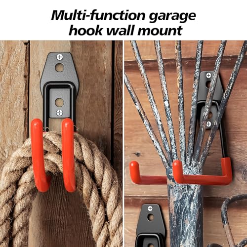 40 Pack Heavy Duty Garage Hooks,Solid Steel Wall Mount Hangers,with Anti-Slip Coating,for Hanging and Organising Ladder,Bike,Ropes,Broom,Garden,Yard and Power Tools - color: 40 Pack Orange