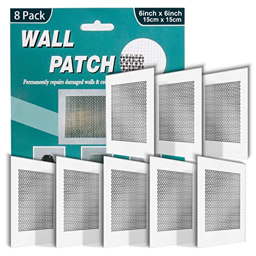 8Pcs 6 Inch Drywall Patch, Wall Repair Patches, Self-Adhesive Fiberglass Repair Kit Dry Wall Hole Repair Patch for Aluminum Metal Sheetrock Ceiling (6"x 6") - size: 6 Inch_8Pcs