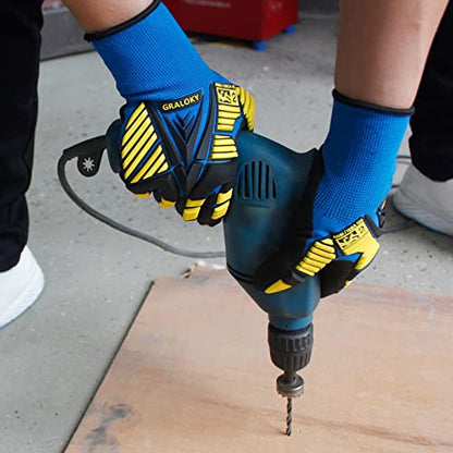 3 Pairs Work Gloves, Impact Resistant Gloves with Rubber for Men Women, Nitrile Palm Touch Screen Cut Resistant Glove, Durable Mechanic Heavy Duty Impact Gloves for Construction Gardening DIY - size: Small