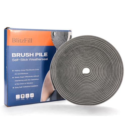 33FT Self Adhesive Brush Door Weather Stripping & Soundproofing Seal – High-Density Gap Blocker for Noise, Drafts & Dust – Easy Install, Durable Door Bottom & Window Insulation Strip（0.35"x 0.35"） - size: 0.35" Wide x 0.35" Thick