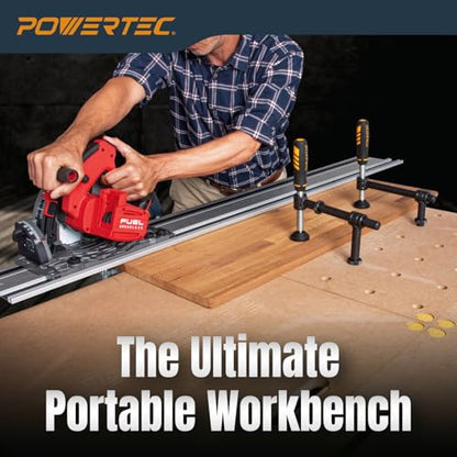 POWERTEC Arachni-Flex 24" x 48" Foldable Workbench Tabletop - Portable Work Surface with Pre-drilled Dog Holes & Quick-Insert Locks for Arachni Flex Collapsible Workstand Ideal for Woodworking (71932) - style: Tabletop - Dog Hole