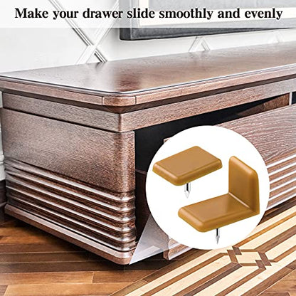 Maitys Plastic Drawer Glides and Slides Drawer Stoppers for Dresser Tack for Repairing Dressers, Square and L Shape(30 Pieces)