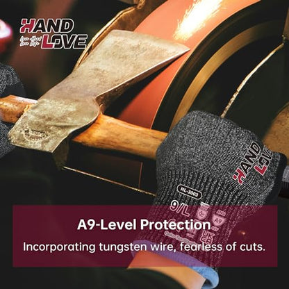 HandLove Cut Resistant Gloves – ANSI A7 Cut Proof Safety Work Gloves | Sandy Nitrile Anti-Slip, Touchscreen, Durable, PFAS Free | Wood Carving, Gardening, Glass Cutting, Car Repair – Blue,1Pair,L - color: Blue, size: Large