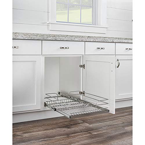 Rev-A-Shelf Kitchen Cabinet Pullout Shelf and Drawer Organizer Slide Out Pantry Storage Basket in Multiple Sizes, 21 x 20 In, 5WB1-2120CR-1 - size: 21" W X 20"d, style: Single Tier