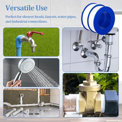 12 Pack PTFE Plumbers Tape Professional Thread Seal Tape for Pipe Sealing, Teflon Tape for Plumbing Leak Prevention, Suitable for Home, Office, and Industrial Use (1/2" x 393") - size: 12 Pack