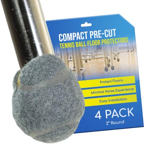 Small 2 Inch PreCut Tennis Ball Glides for Chairs Desks Tables Stools Walkers Leg Floor Protector Heavy Duty Long Lasting Felt Pads for Hard Floor Surfaces-Grey 4 Count - color: Grey