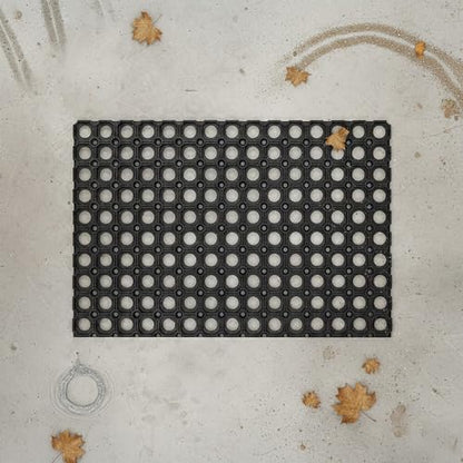 Heavy-Duty Rubber Mat, 16x24 Inches, Anti-Slip Door Mat for Residential & Commercial Use, Weather-Resistant, Honeycomb Design for Dirt Scraping, Easy Maintenance, Ideal for Indoor & Outdoor Entrances - size: 1'4" x 2' (Rectangular)