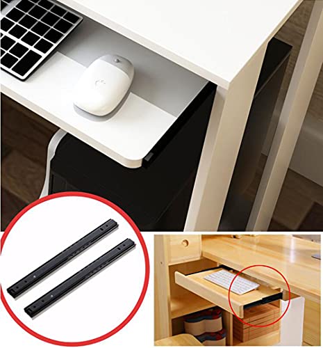 WANLIAN 1 Pair Drawer Slides 16 Inch 2 Fold Heavy Duty Ball Bearing Full Extension Under-Mount Sliding Drawer Slides - size: 2 fold 16 inches