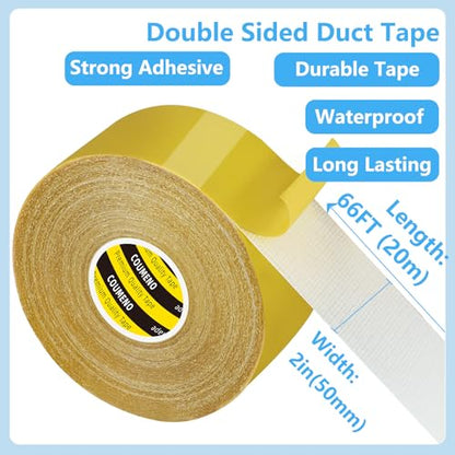 Double Sided Tape 2inX66FT Heavy DutyClear Fabric Tape for Carpet Rug Mounting Cloth Adhesive Removable for Home Office Craft - size: 2inX66FT