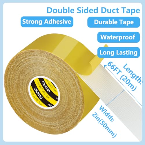 Double Sided Tape 2inX66FT Heavy DutyClear Fabric Tape for Carpet Rug Mounting Cloth Adhesive Removable for Home Office Craft - size: 2inX66FT