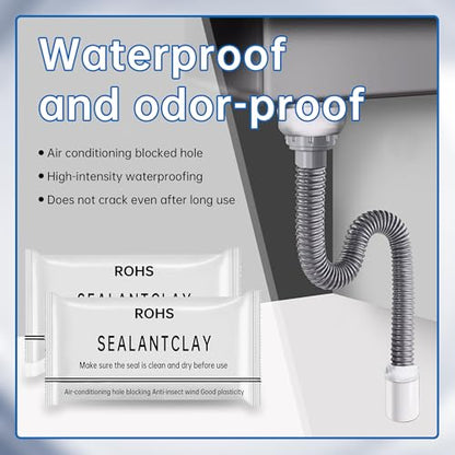 6 Pcs White Seal Putty,Waterproof Duct Seal Repair Sealing Clay & Moldable Silicone Putty,Ideal for Sealing Drain Connections, Wall Holes, and Air Conditioning Openings, Reliable and Efficient. - color: 6 Pack White Seal Putty（30g）