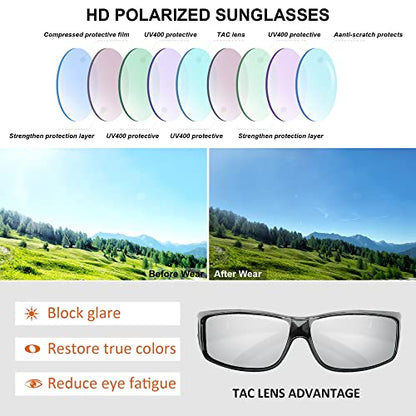 MEETSUN Fit Over Glasses Sunglasses for Men Women,Wrap Around Sunglasses Polarized UV400 Protection - color: (Z1)clear Gray Frame-silver Mirror Lens