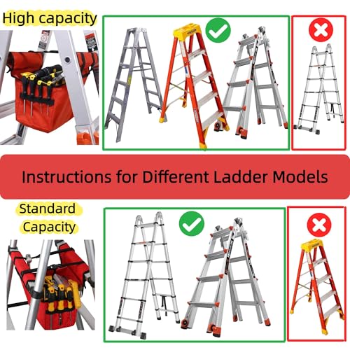 KVI Folding Ladder Tool Tray Bag, Fit A Frame Stepladder, No Need Repeated Up-Down Climbs, High Capacity - color: High Capacity