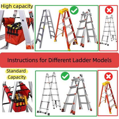 KVI Folding Ladder Tool Tray Bag, Fit A Frame Stepladder, No Need Repeated Up-Down Climbs, High Capacity - color: High Capacity