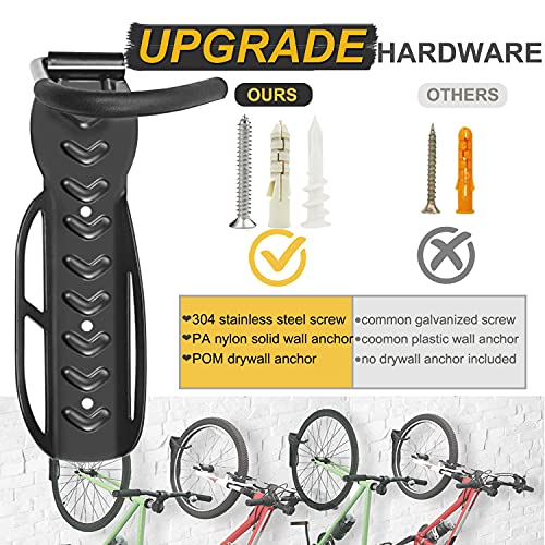 Garage Wall Mount Bike Rack 2 Pack Vertical Bicycle Hanging Hooks for Indoor Storage - color: Black-2pack